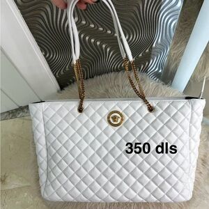 White Quilted Tote Bag VERSACE